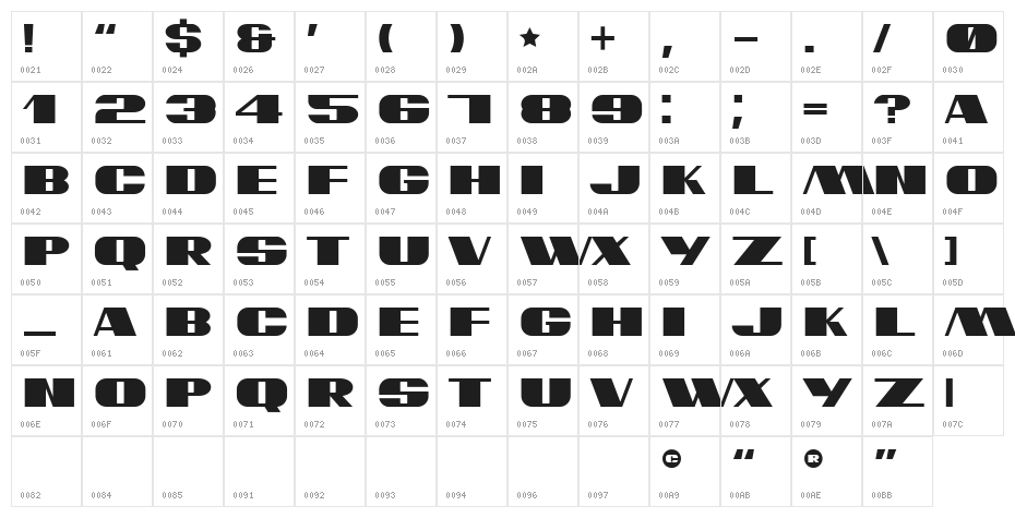 OTF® Glusp Bold Character Map
