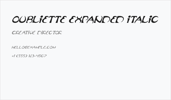 Oubliette Expanded Italic Business Card