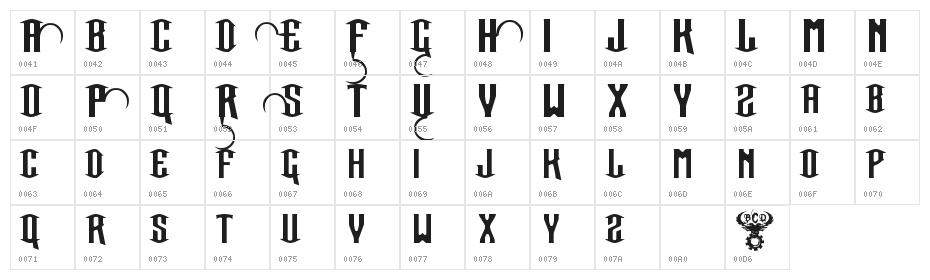 Our Sacred Rights Bold Character Map