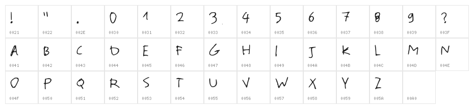 Out West Regular Character Map
