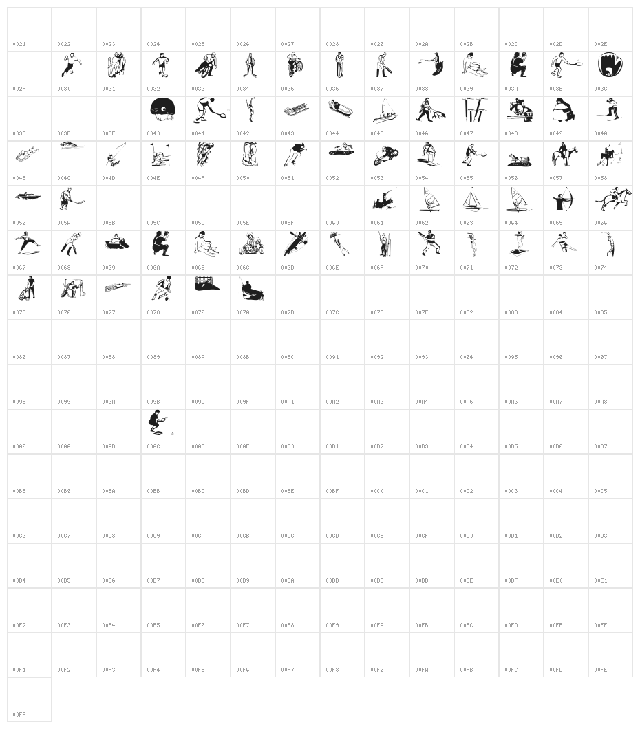 OutdoorSports Character Map