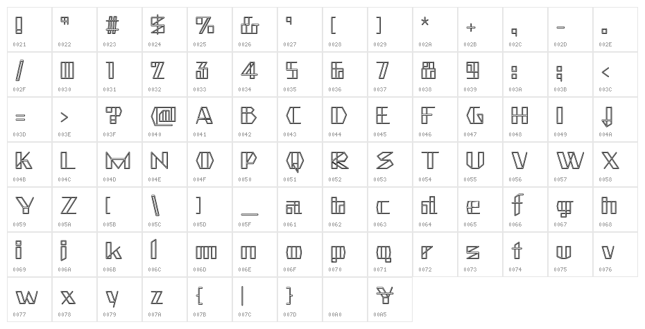 Outeiroku Regular Character Map