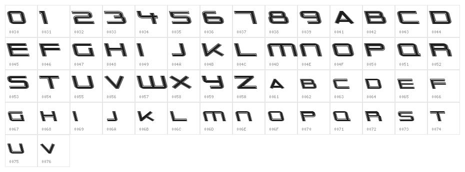 Outer Limits Extended Italic Character Map