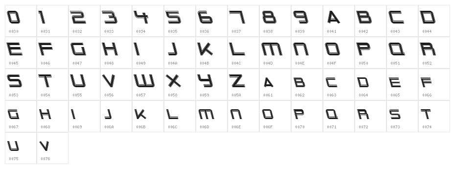 Outer Limits Italic Character Map