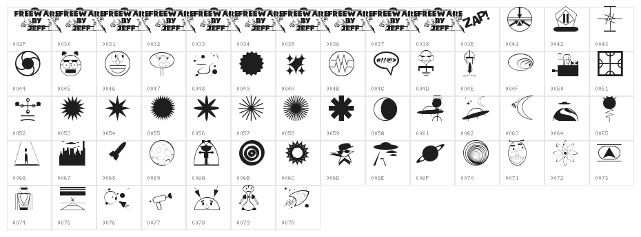 Outer Space JL Character Map