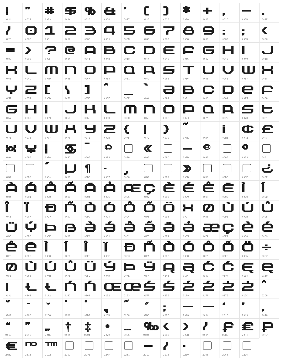 Outland Black Character Map