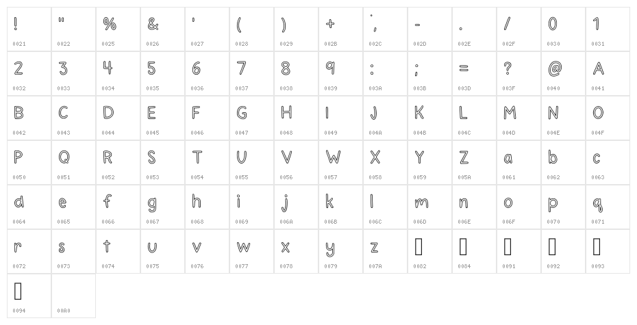 Outline Kids Regular Character Map