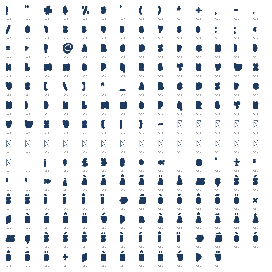 Outline Mirage Fill Character Map