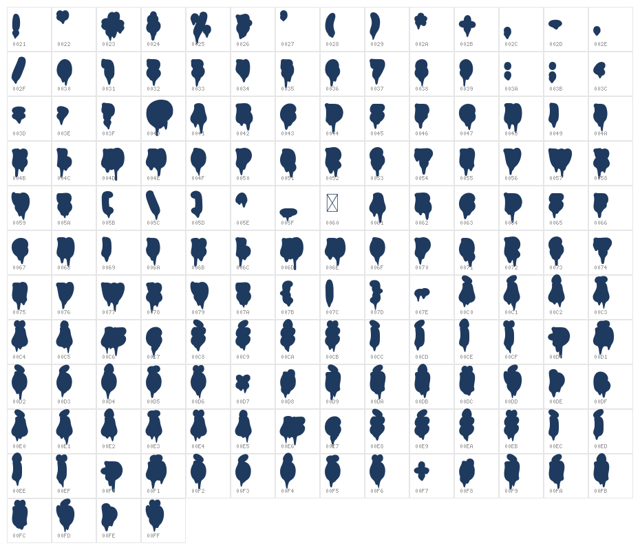 Outline Mirage Melt Character Map