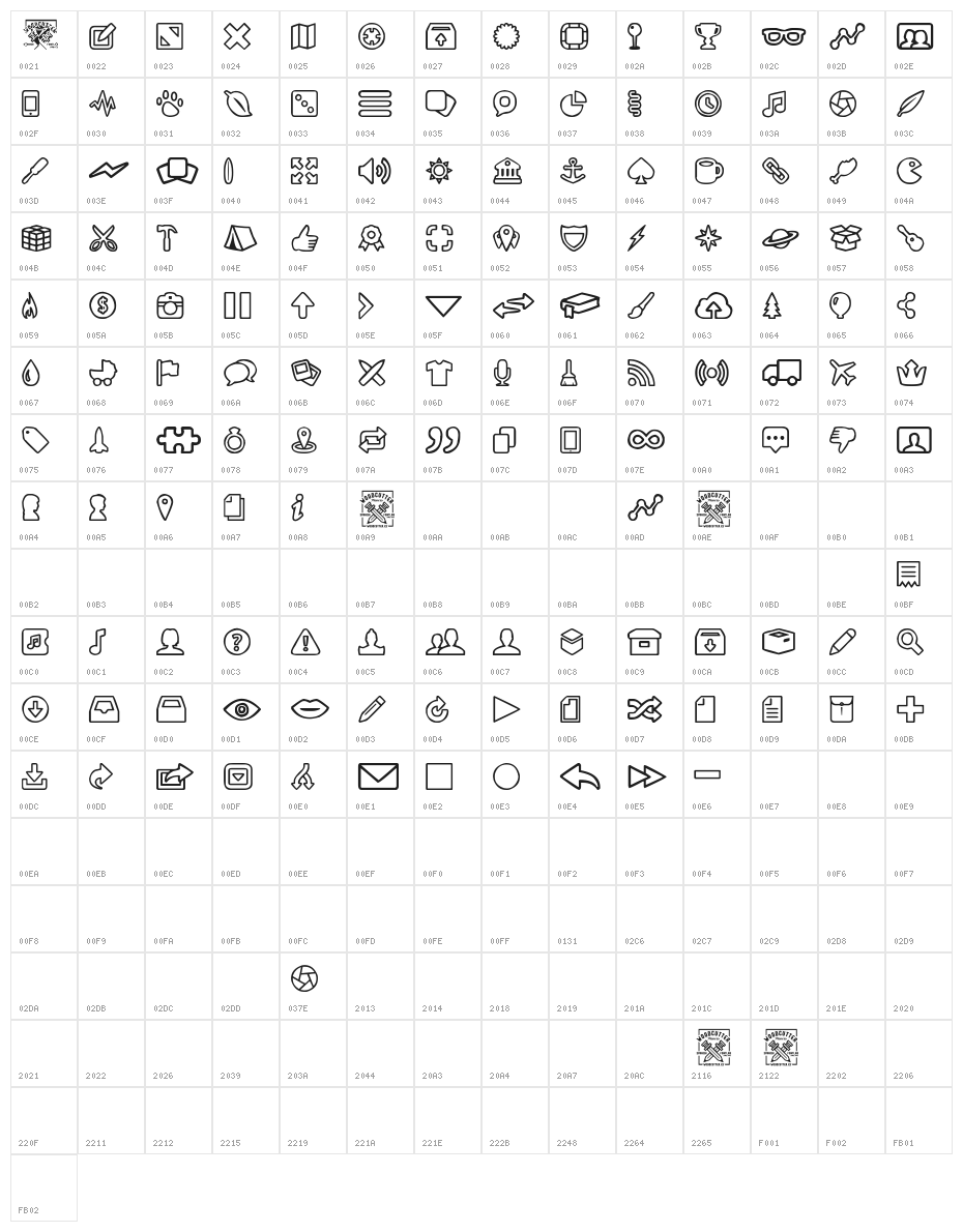 Outline mix Character Map