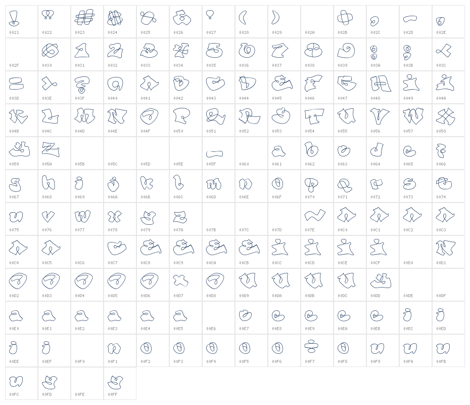 OutlinerRegular Character Map