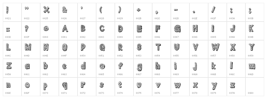 Outlyne Regular Character Map