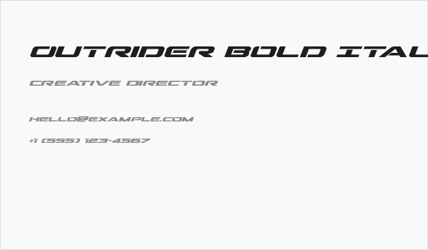 Outrider Bold Italic Business Card