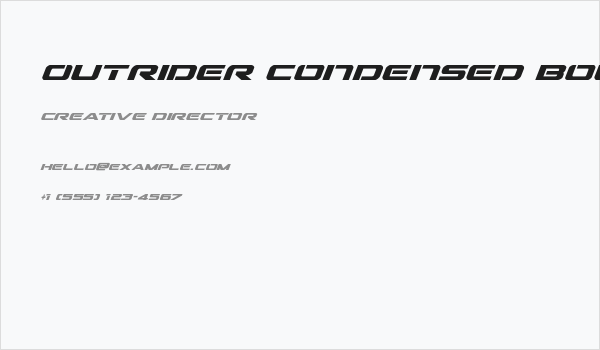 Outrider Condensed Bold Italic Business Card
