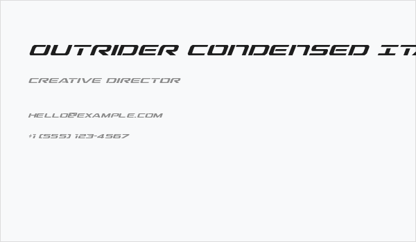 Outrider Condensed Italic Condensed Italic Business Card