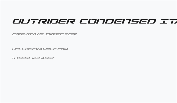 Outrider Condensed Italic Business Card