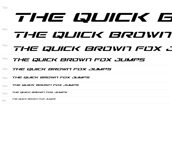 Outrider Condensed Italic Waterfall