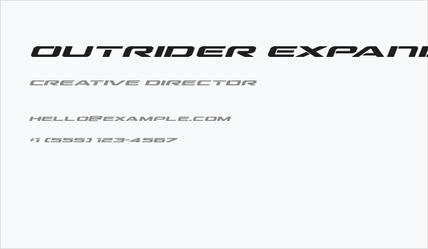 Outrider Expanded Bold Italic Expanded Bold Italic Business Card