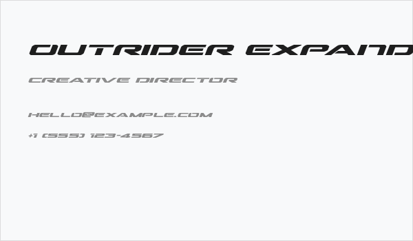Outrider Expanded Bold Italic Business Card
