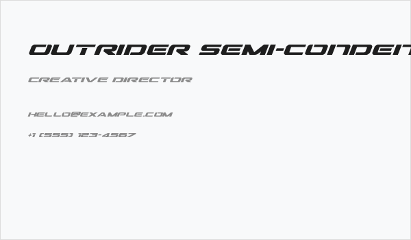 Outrider Semi-Condensed Bold Italic Business Card