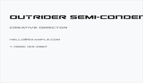 Outrider Semi-Condensed Bold Semi-Condensed Bold Business Card
