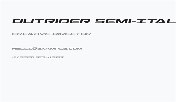 Outrider Semi-Italic Semi-Italic Business Card