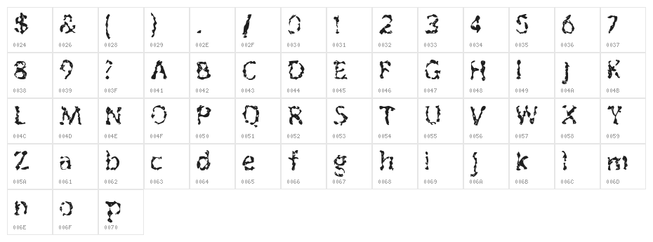 outofink Character Map