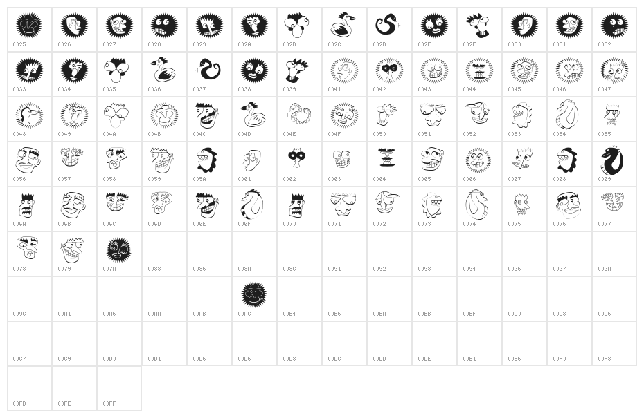OverHeads Character Map