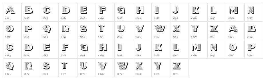 Overhead Hollow Regular Character Map