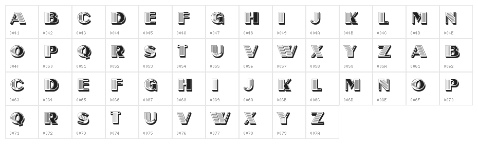 Overhead Rustique Regular Character Map
