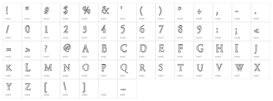 Overlapserif Character Map