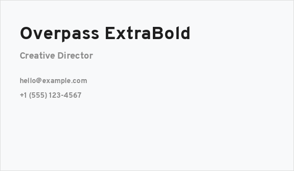 Overpass ExtraBold Business Card
