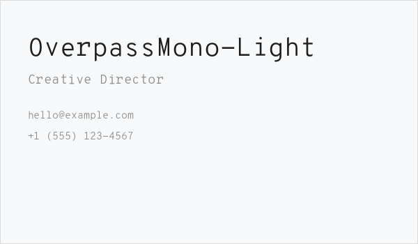 OverpassMono-Light Business Card
