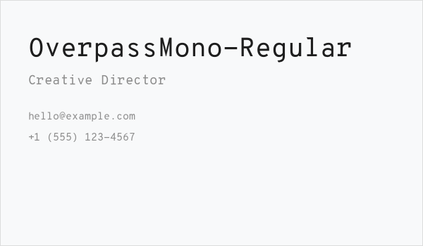 OverpassMono-Regular Business Card