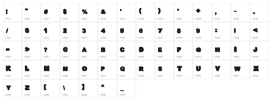 Overprint Black Character Map