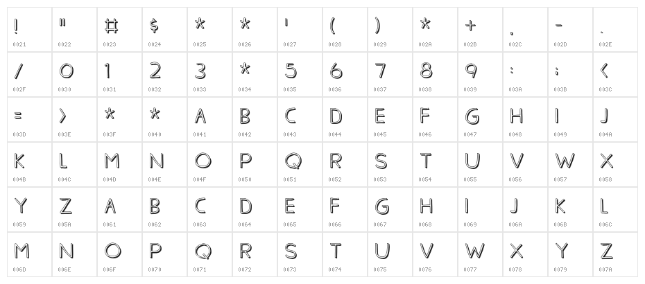 Overskrift DEMO Regular Character Map