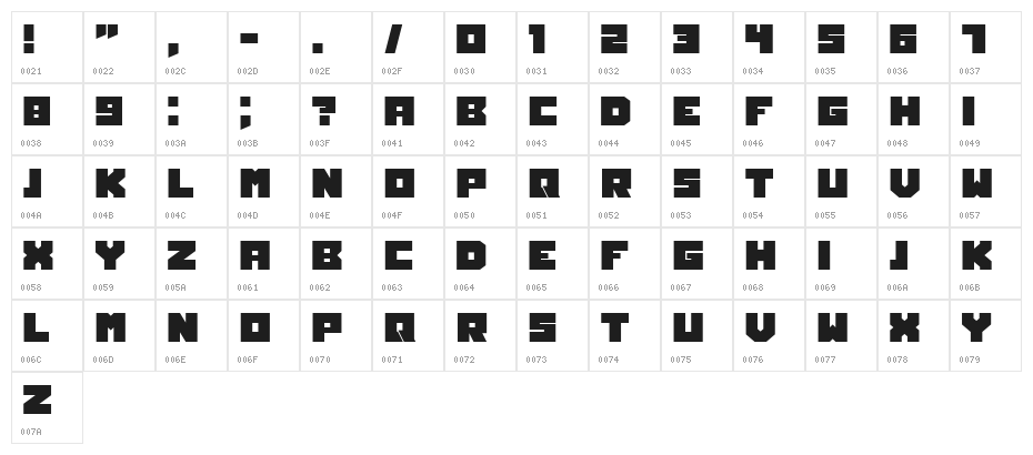 Owners Regular Character Map