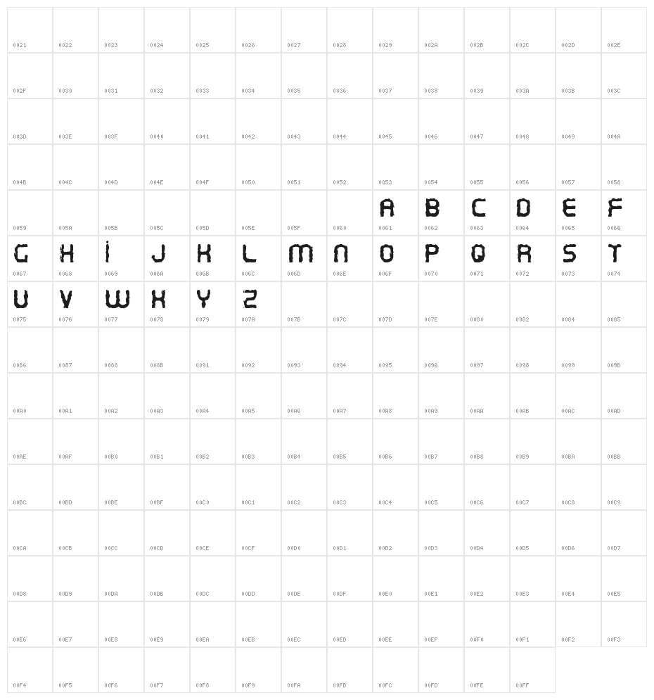 Oxin Brush Character Map