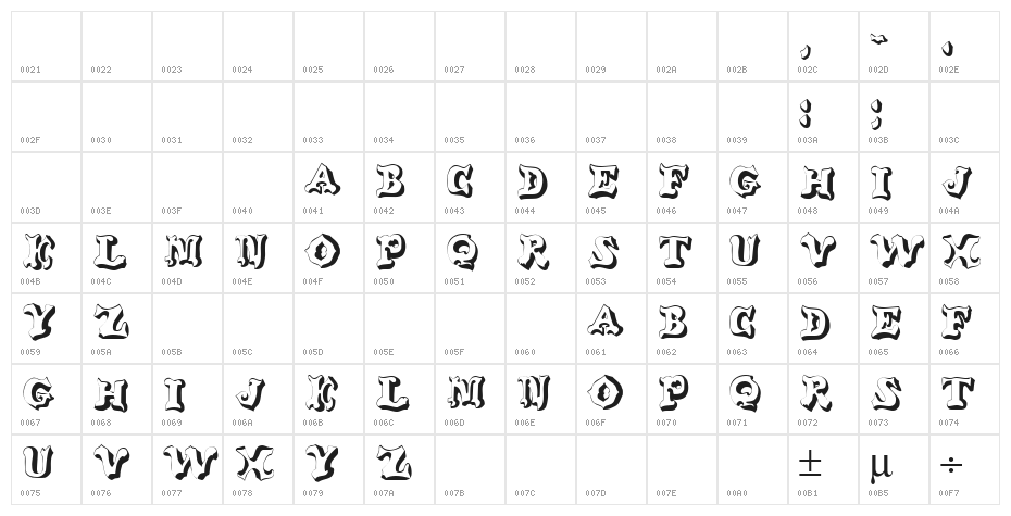 Oxnard Regular Character Map