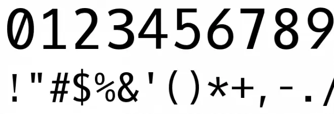 Oxygen Mono Font OTHER CHARS