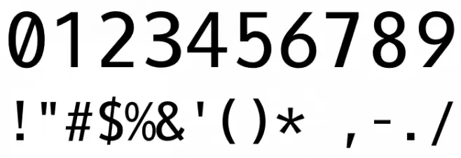 Oxygen Mono Font OTHER CHARS