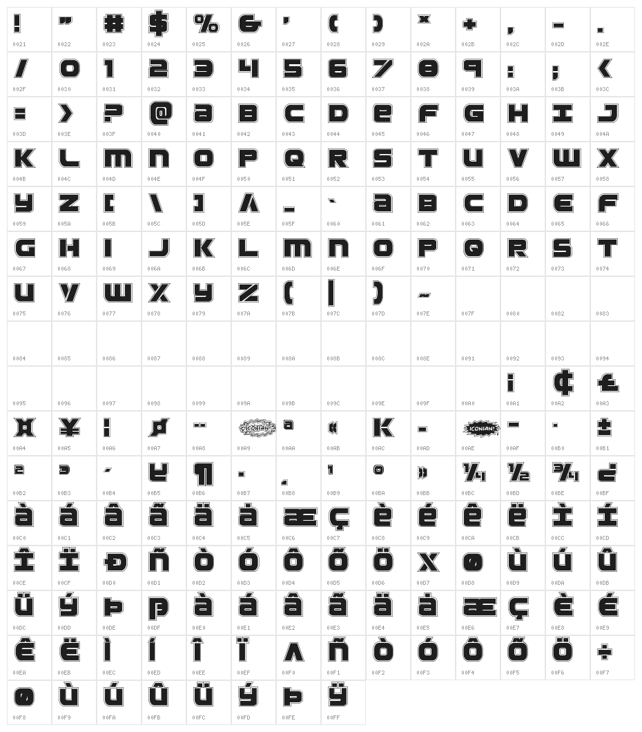 Ozda Academy Regular Character Map