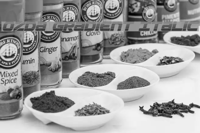 Ozda Gradient Italic Font examples