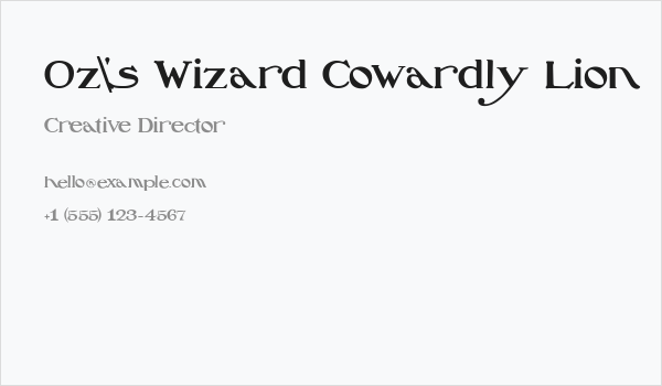 Oz's Wizard Cowardly Lion Business Card