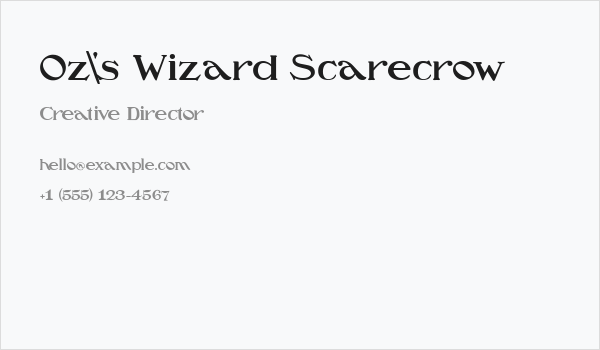 Oz's Wizard Scarecrow Business Card