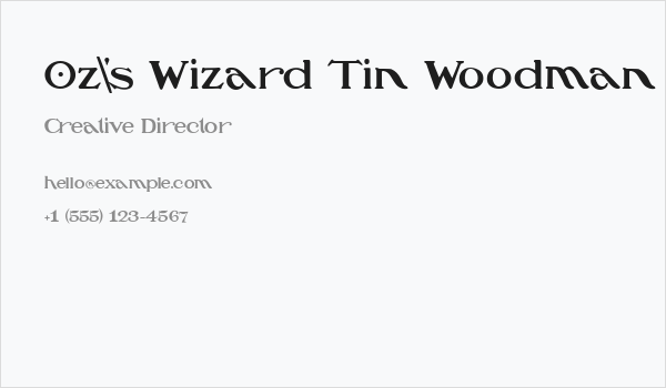 Oz's Wizard Tin Woodman Business Card