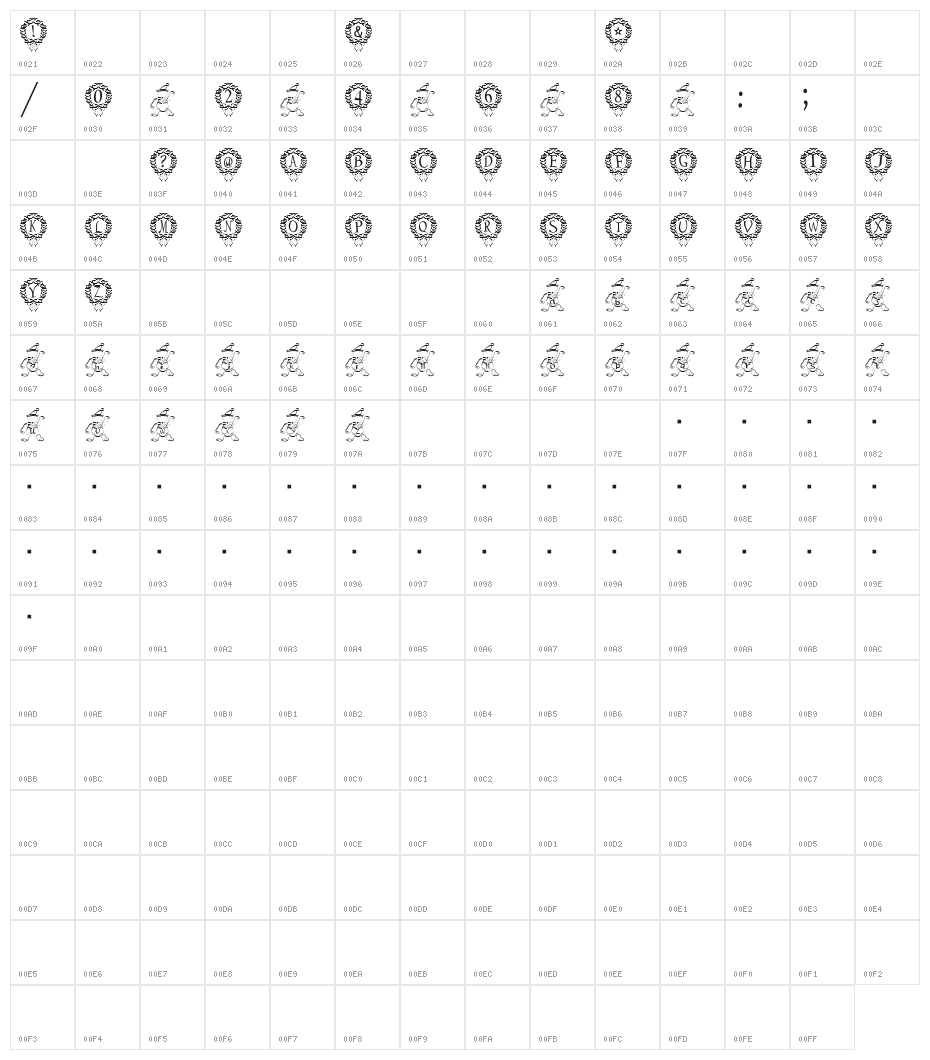 P-xmas Font Character Map