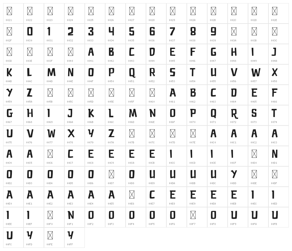 PAMPARAYDemoRegular Character Map