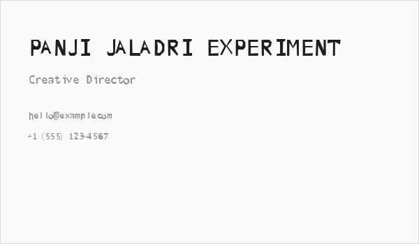 PANJI JALADRI EXPERIMENT Business Card