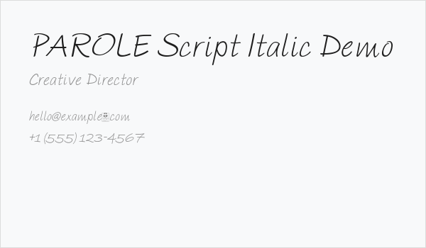 PAROLE Script Italic Demo Business Card